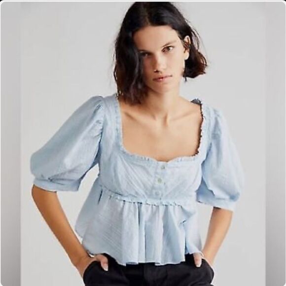 Free People NWOT Leave It To Me Babydoll Blouse - Picture 1 of 9